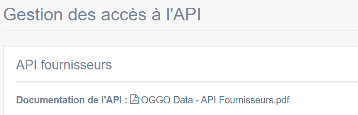 API Fournisseurs