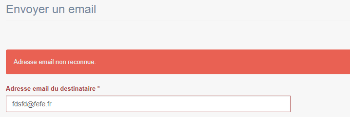 email non reconnu