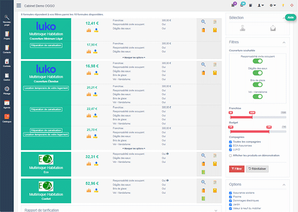 Filtres selections assurances