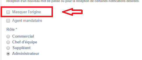 Masquer origine de lead